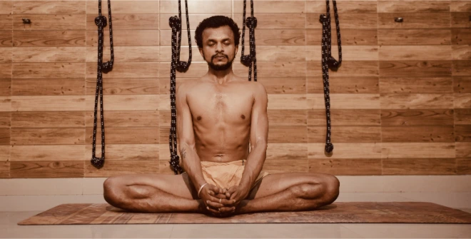 Practicing yoga at Prakruti Yogashala
