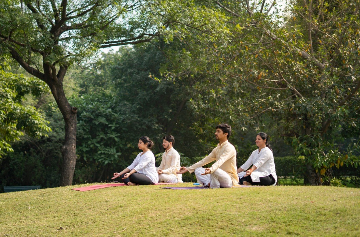 A student in seated meditation