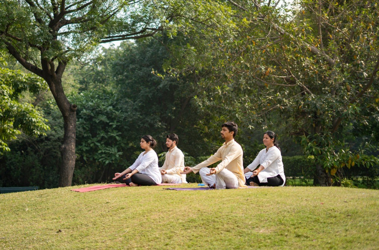 A student practicing Ujjayi breath during asana