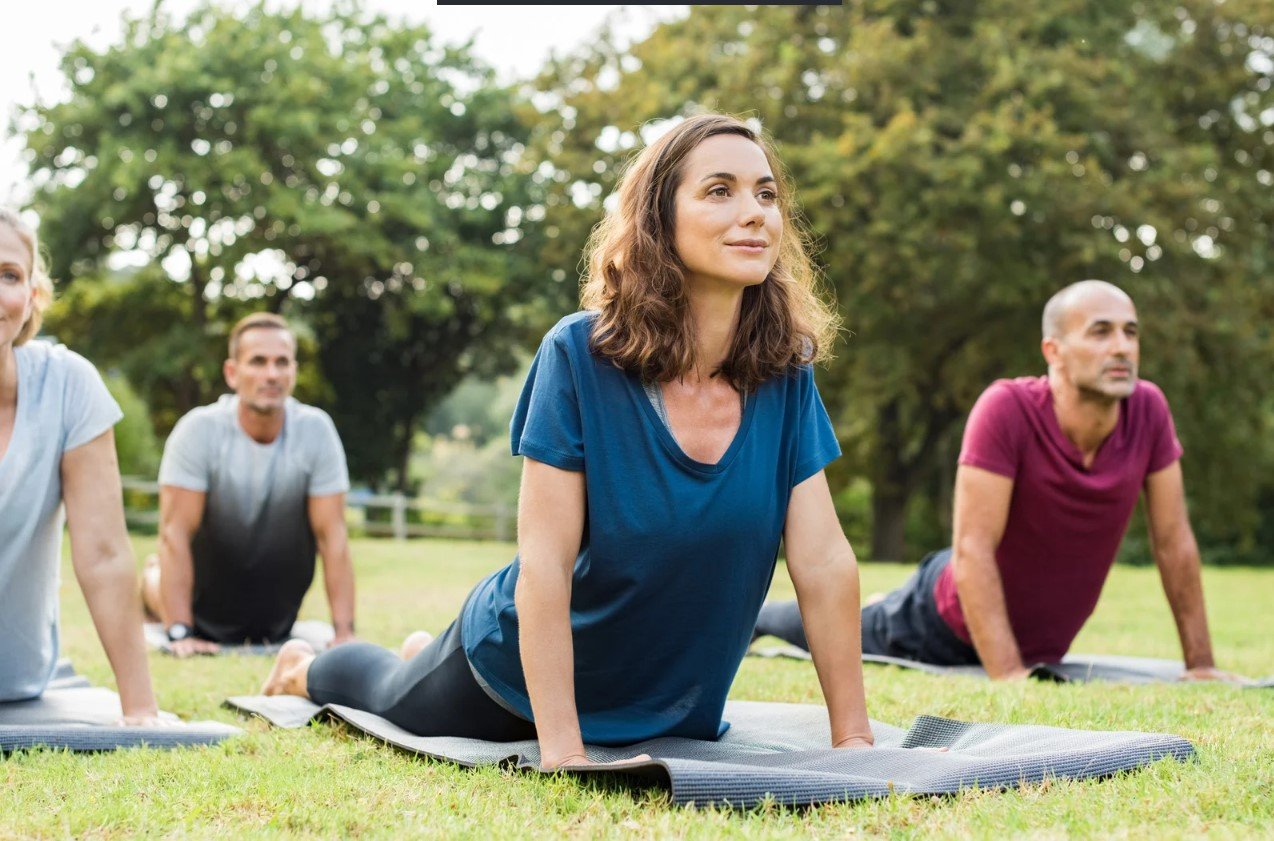 A student in a calming restorative pose